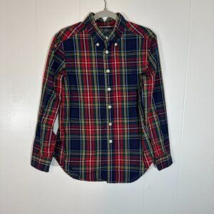 Chaps Plaid Button Down Shirt 8 Boys Long sleeve Navy, red, green